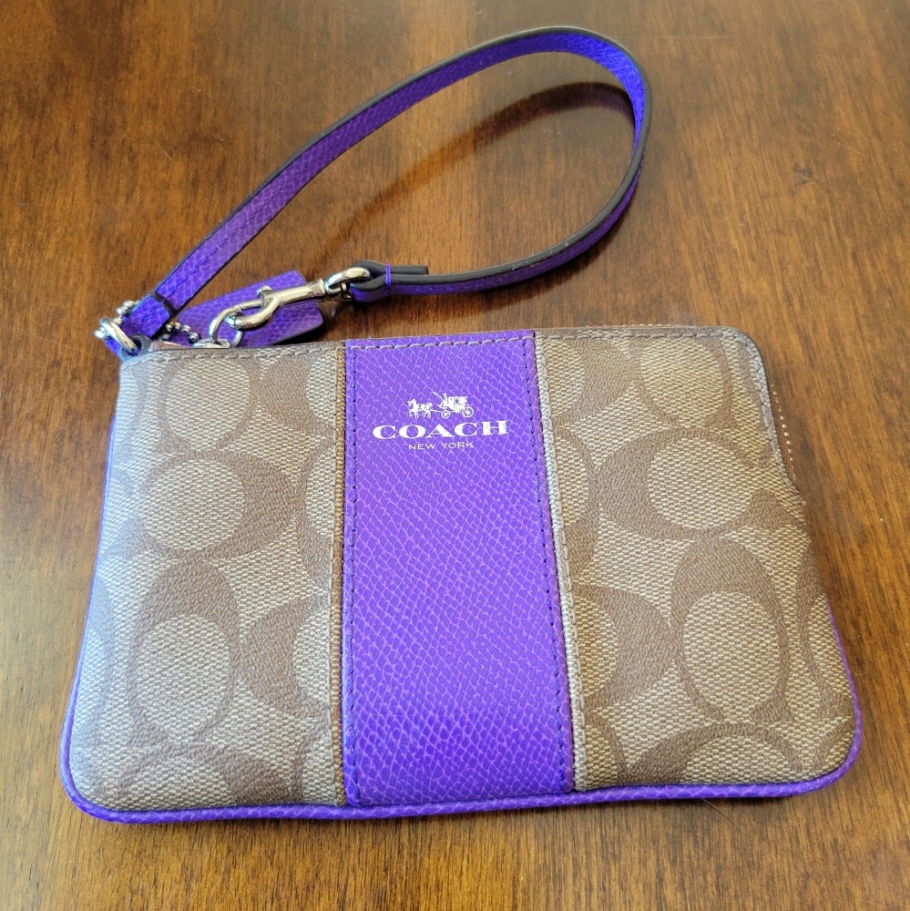 Coach Wristlet (Purple, Tan, Brown)